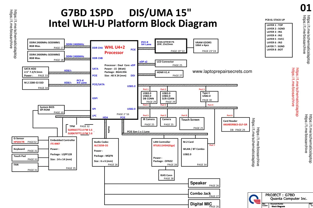 HP 15-CS 1016ur Quanta G7BD DAG7BDMB8F0 Rev 1A